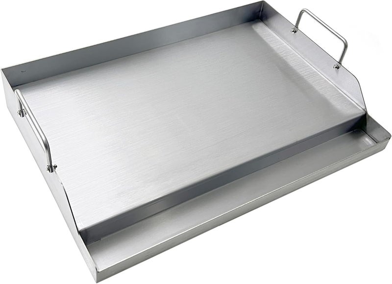 Direct Store Parts DS126 Stainless Steel BBQ Cooking Griddle, Universal Flat Top Griddle with 2 Handles for Most Gas Grills, W18"×D12.5"×H2.75", Heavy Duty Stainless Steel Griddle 1pc, Middle size - Image 1